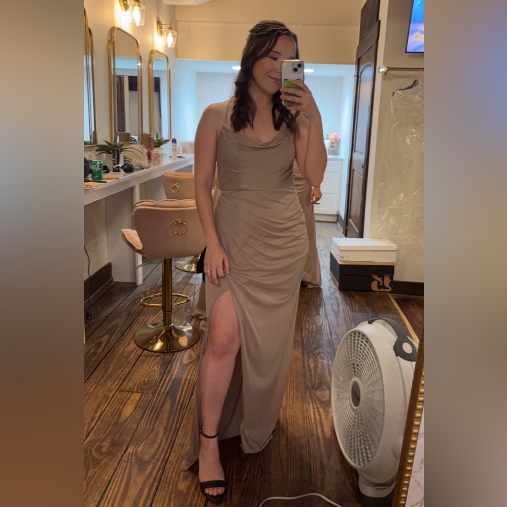 Azazie Dorita Taupe Bridesmaid Dress